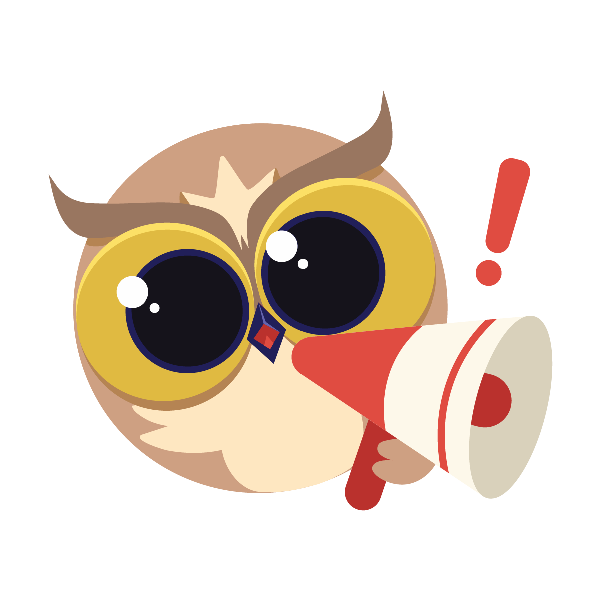 Owlie with megaphone
