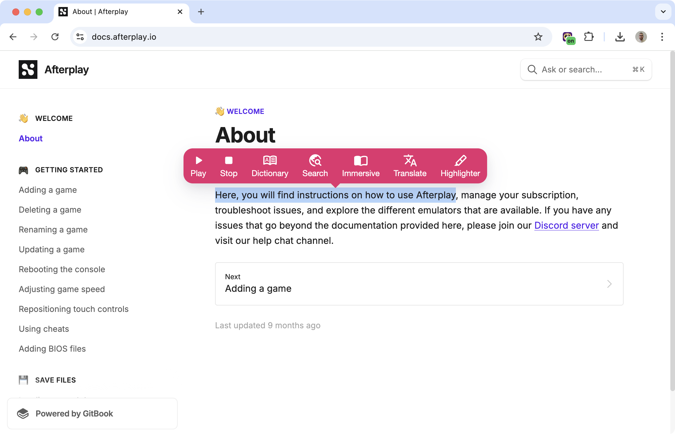 After Highlight Menu was enabled