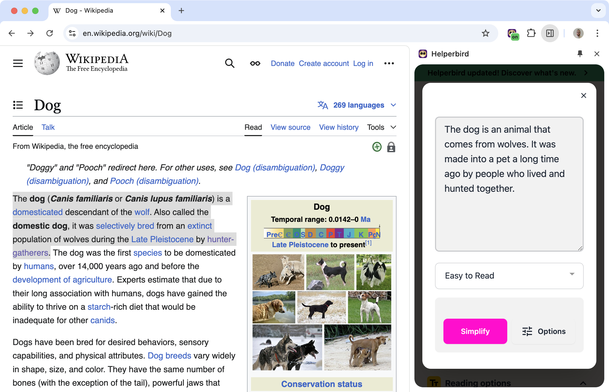 After Reword and Simplify Websites was enabled