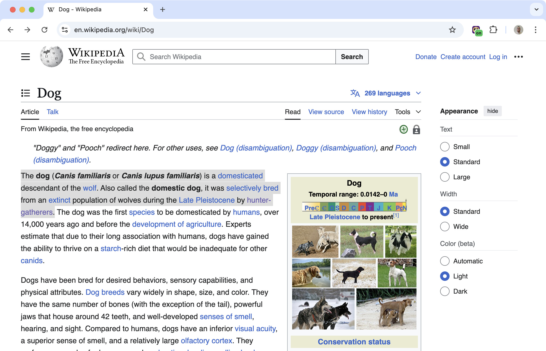 Before Reword and Simplify Websites was enabled