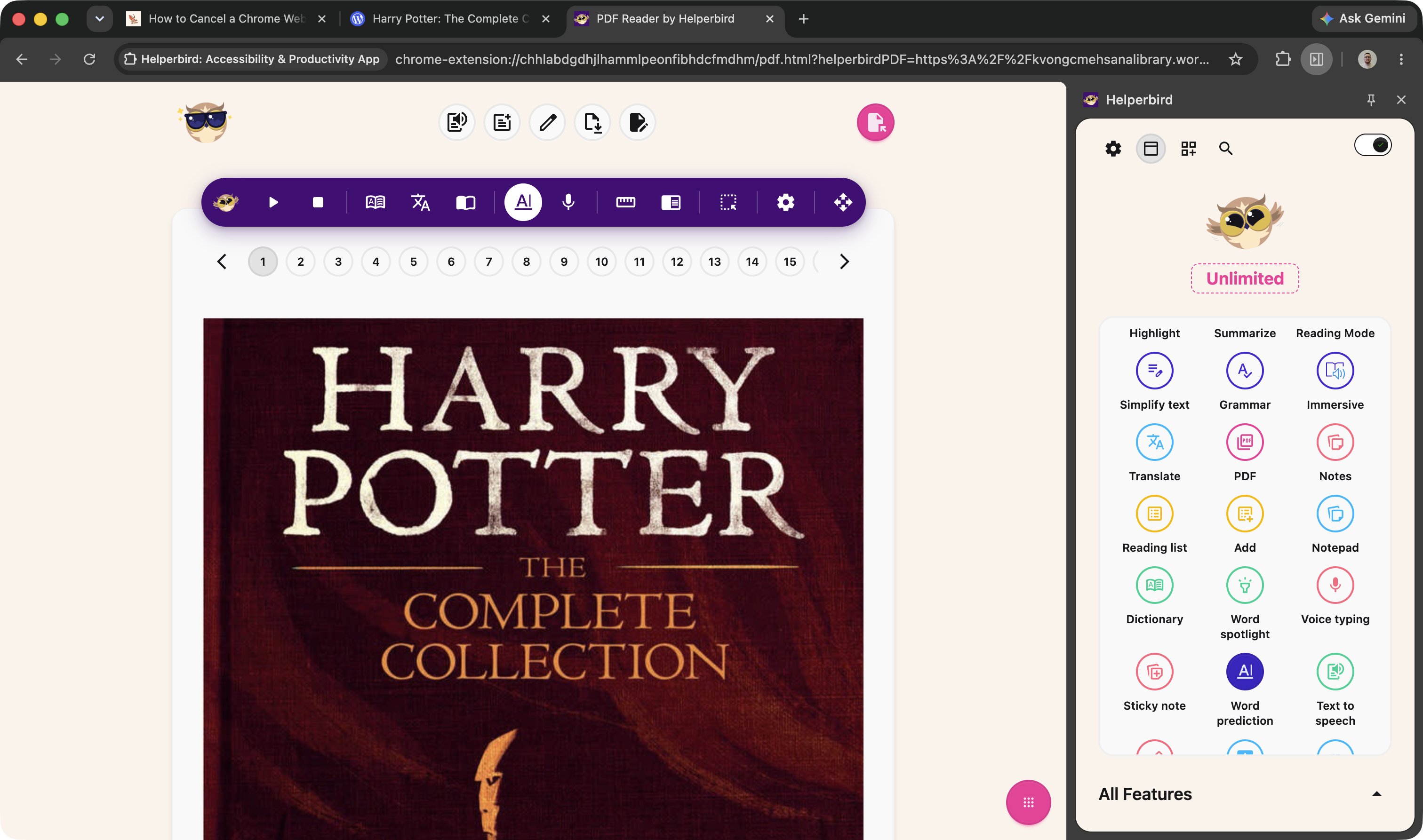 The PDF Reader with the redesigned toolbar showing circle buttons for text to speech, Add Textbox, Download, Notepad, and Open PDF